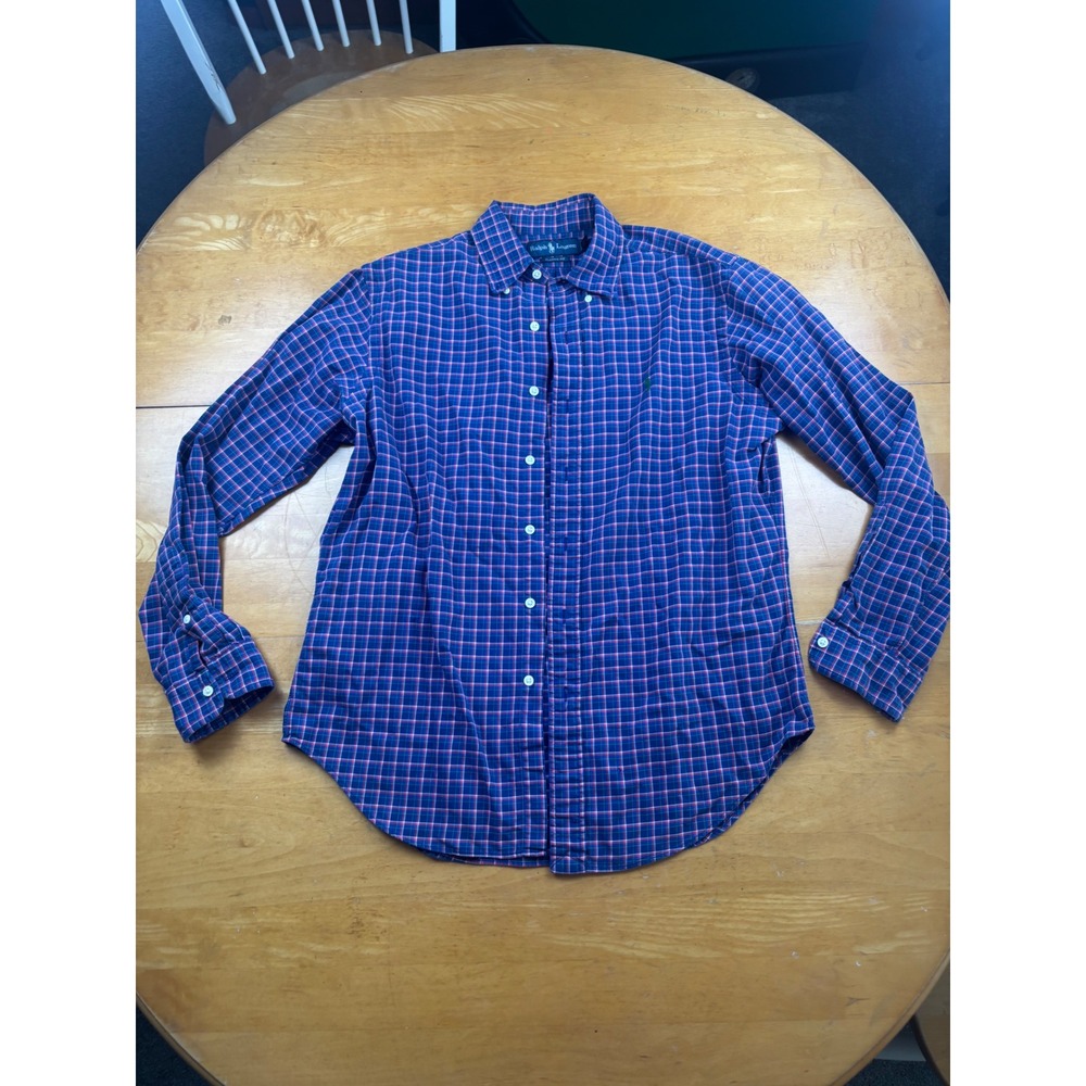 Ralph Lauren Mens Classic Fit Plaid Button Down Shirt Blue Red Green Medium - Picture 1 of 6